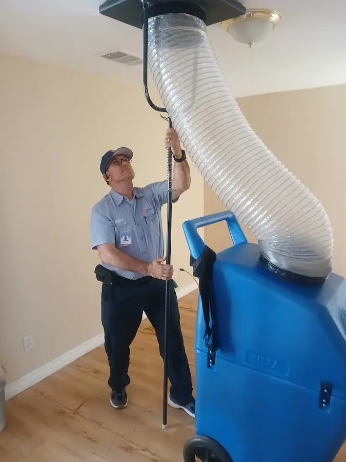 Mini Split Installation technician using HEPA equipment in Oakland Park